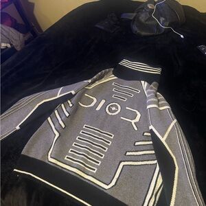 Dior Black and Gray Graphic Turtleneck
